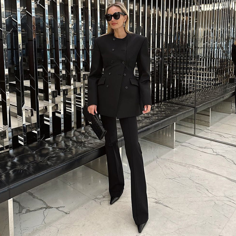 Damen Modischer Blazer mit innovativem Schnitt und praktischen Taschen EB