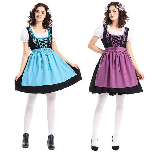 Damen nan traditionelles Dirndlkleid mit dekorativer Schnürung und abnehmbarer Schürze EB