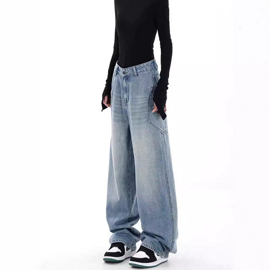 Damen Weite Jeans im lässigen Urban-Style mit hohen Taschen EB
