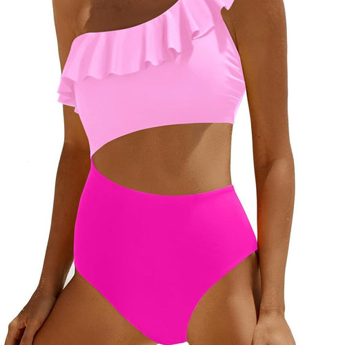 Damen Eleganter Einseitiger Badeanzug mit Volant EB
