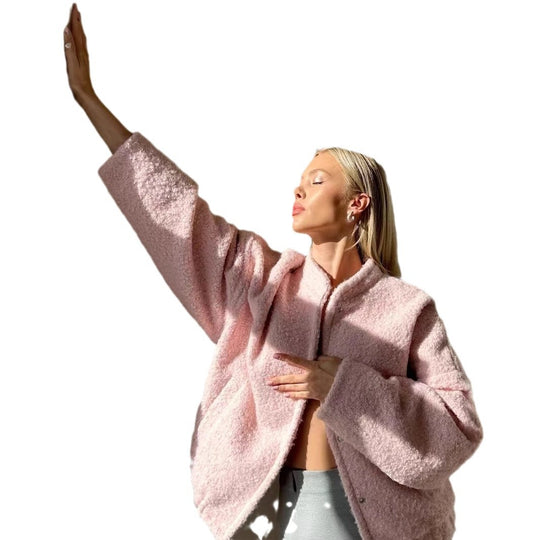Damen Wolljacke im modernen Teddy-Stil EB
