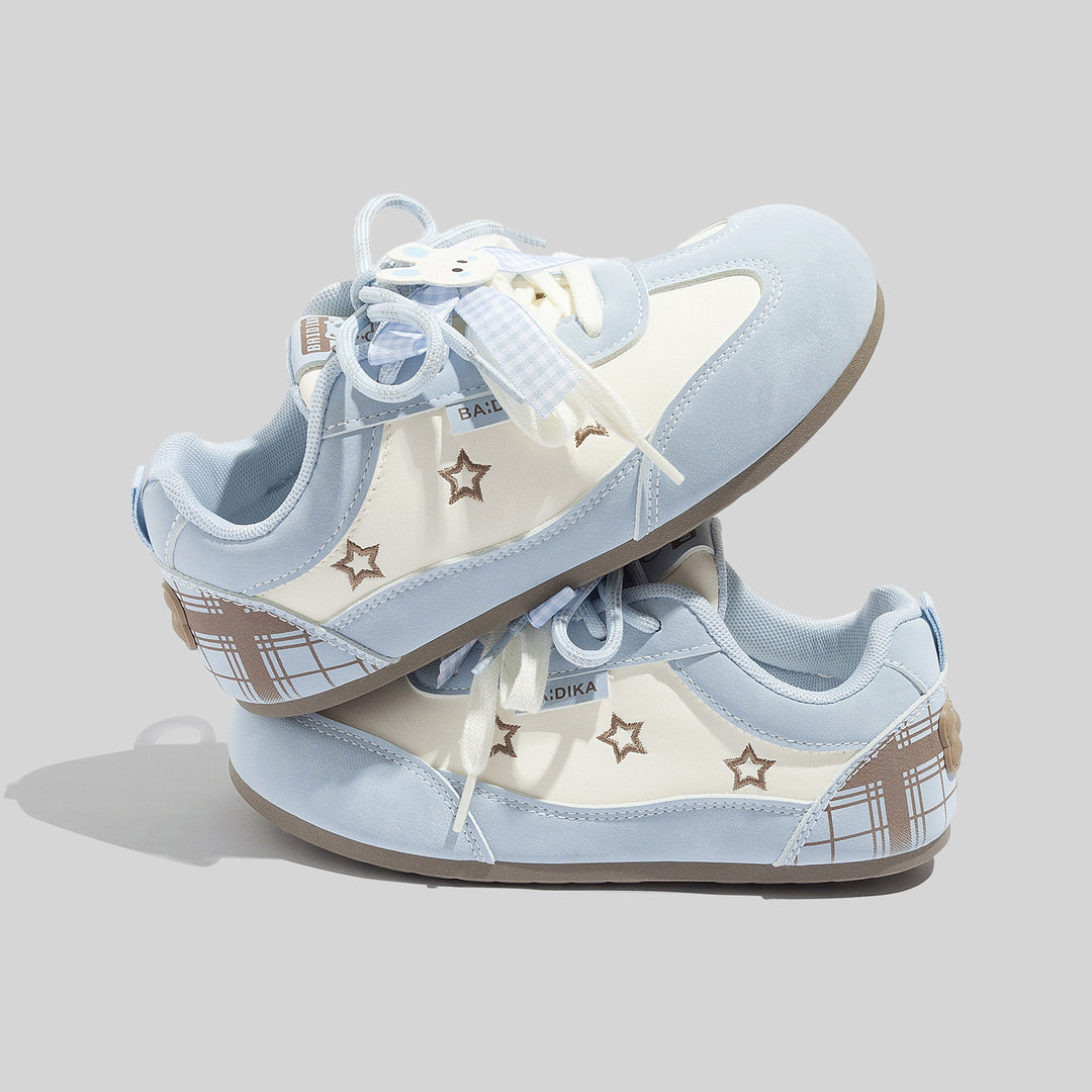 Damen Sneakers mit modernem Sternen-Muster und weicher Dämpfung EB