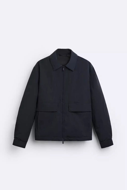 Herren urbane Utility-Jacke mit praktischen Taschen und hohem Kragen EB