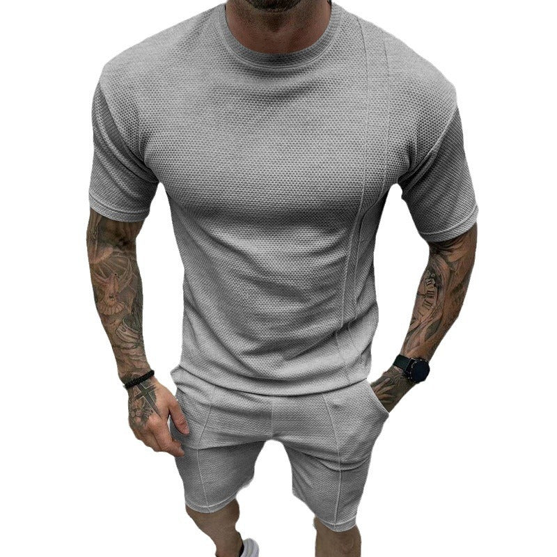 Herren Sportliches Kurzarm-Set mit innovativem Texturdesign und praktischen Eingrifftaschen EB