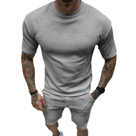 Herren Sportliches Kurzarm-Set mit innovativem Texturdesign und praktischen Eingrifftaschen EB
