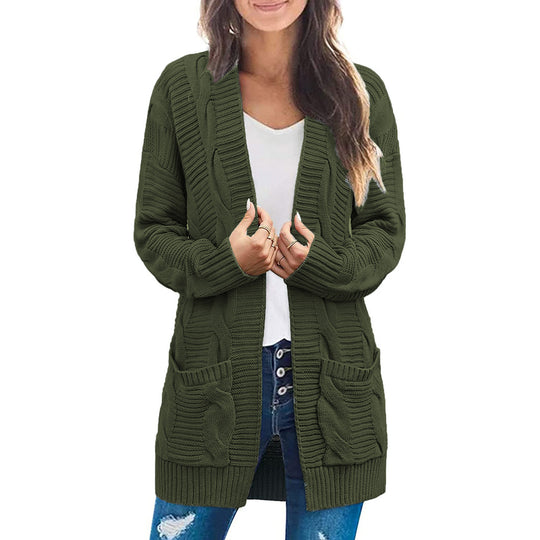Damen Strickjacke Mit Tiefen Taschen und Strukturiertem Design EB