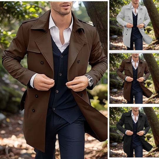 Herren klassischer Trenchcoat im zeitlosen Design mit knöpfbaren Taschen EB