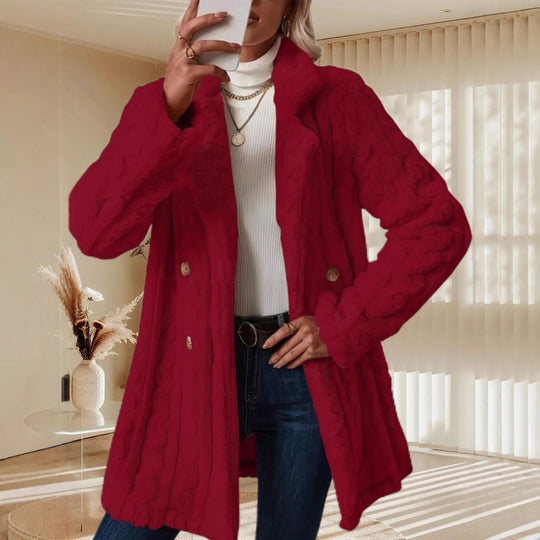 Damen Kuschelige Strickjacke mit hochfloriger Optik und knöpfbarem Verschluss EB