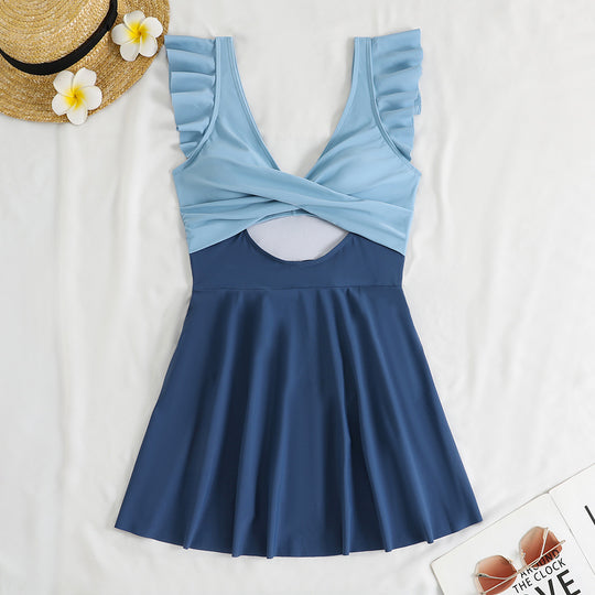 Damen Schwimmanzug mit voluminösen Rüschendetails EB