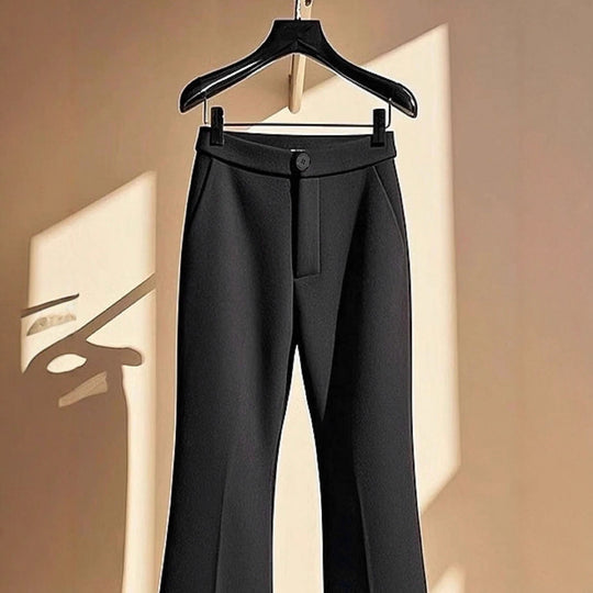 Damen elegante Flared-Hose mit hohem Bund und praktischen Eingrifftaschen EB