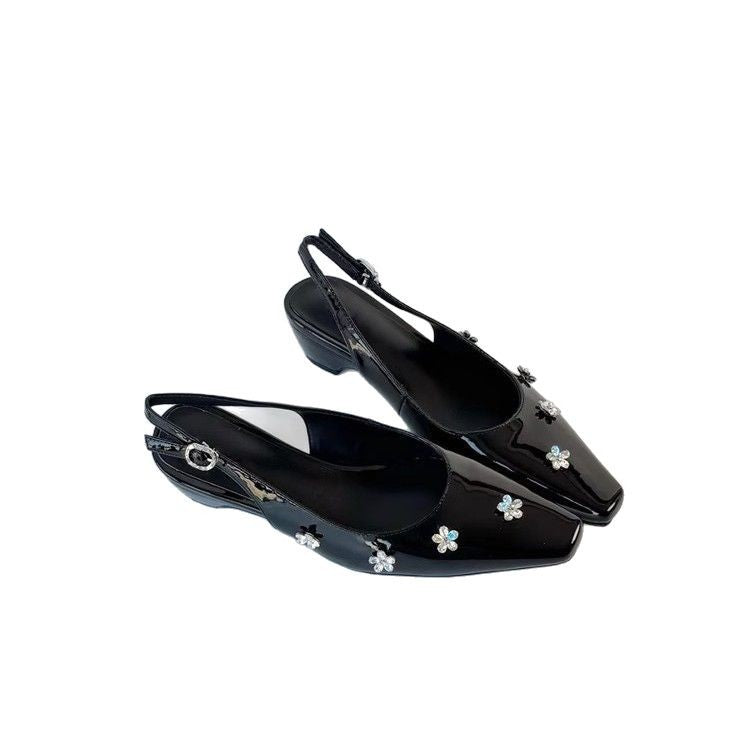 Damen Slingback-Pumps mit floralen Strassverzierungen und elegantem Schnitt EB