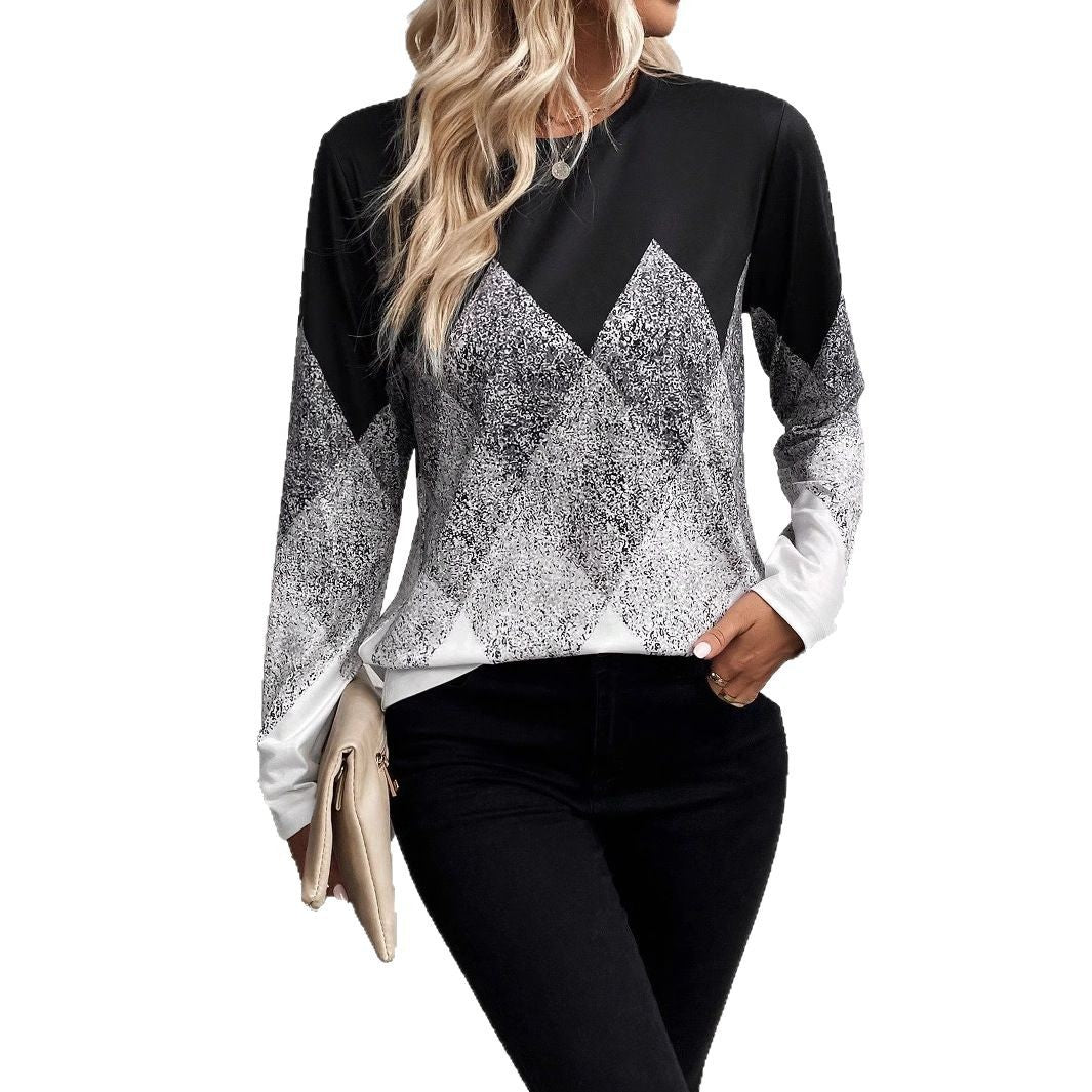 Damen Langarmshirt mit modernem geometrischem Muster EB
