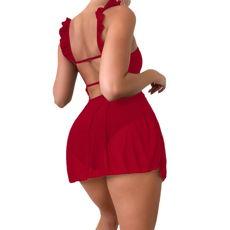 Damen Verspieltes Strandkleid mit Rüschendetails EB