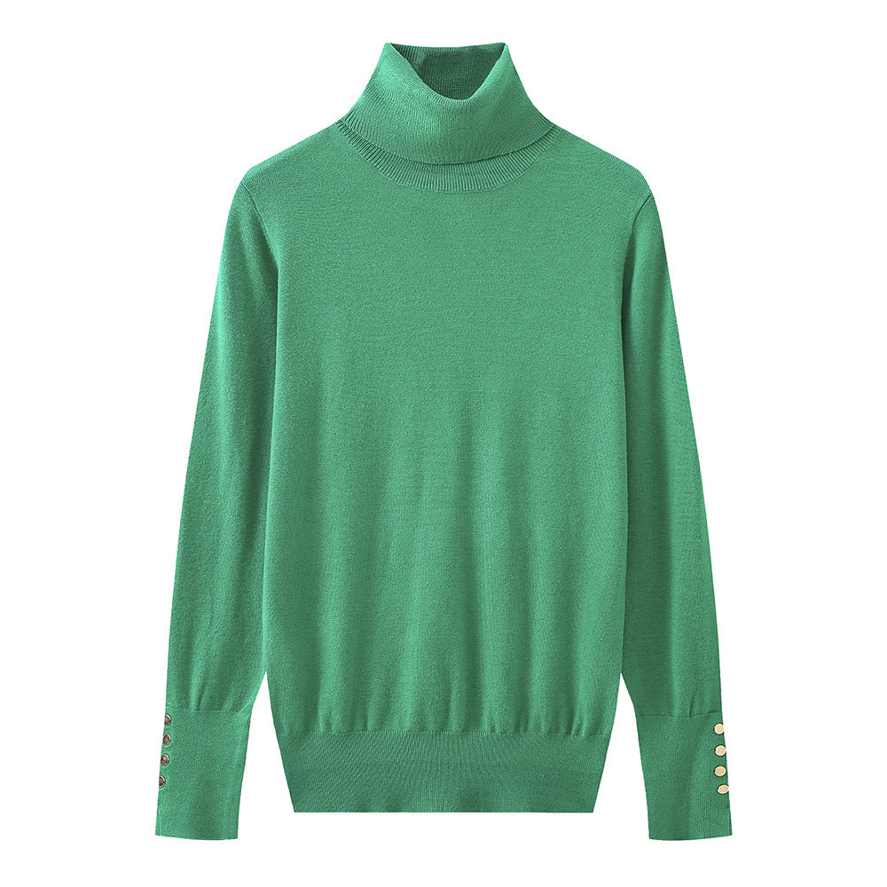 Damen Rollkragenpullover mit eleganten Knopfdetails EB