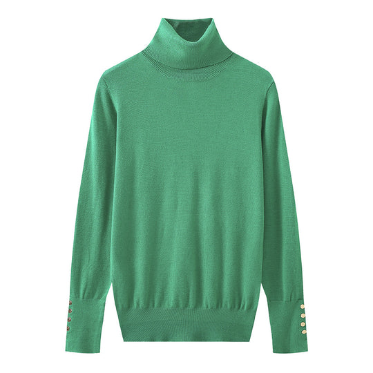 Damen Rollkragenpullover mit eleganten Knopfdetails EB