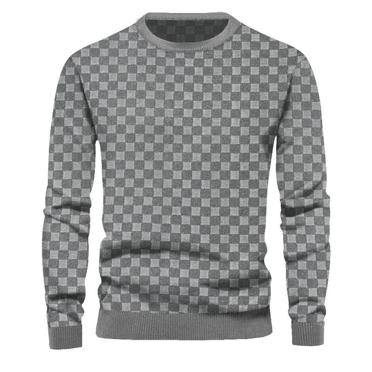 Herren Texturierter Strickpullover mit feiner Karo‑Waffelstruktur & geripptem Saum EB