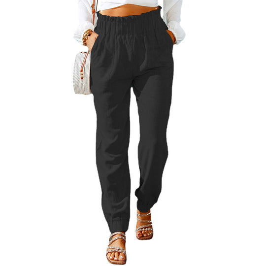 Damen Luftige Baumwollhose mit elastischem Bund und praktischen Taschen EB