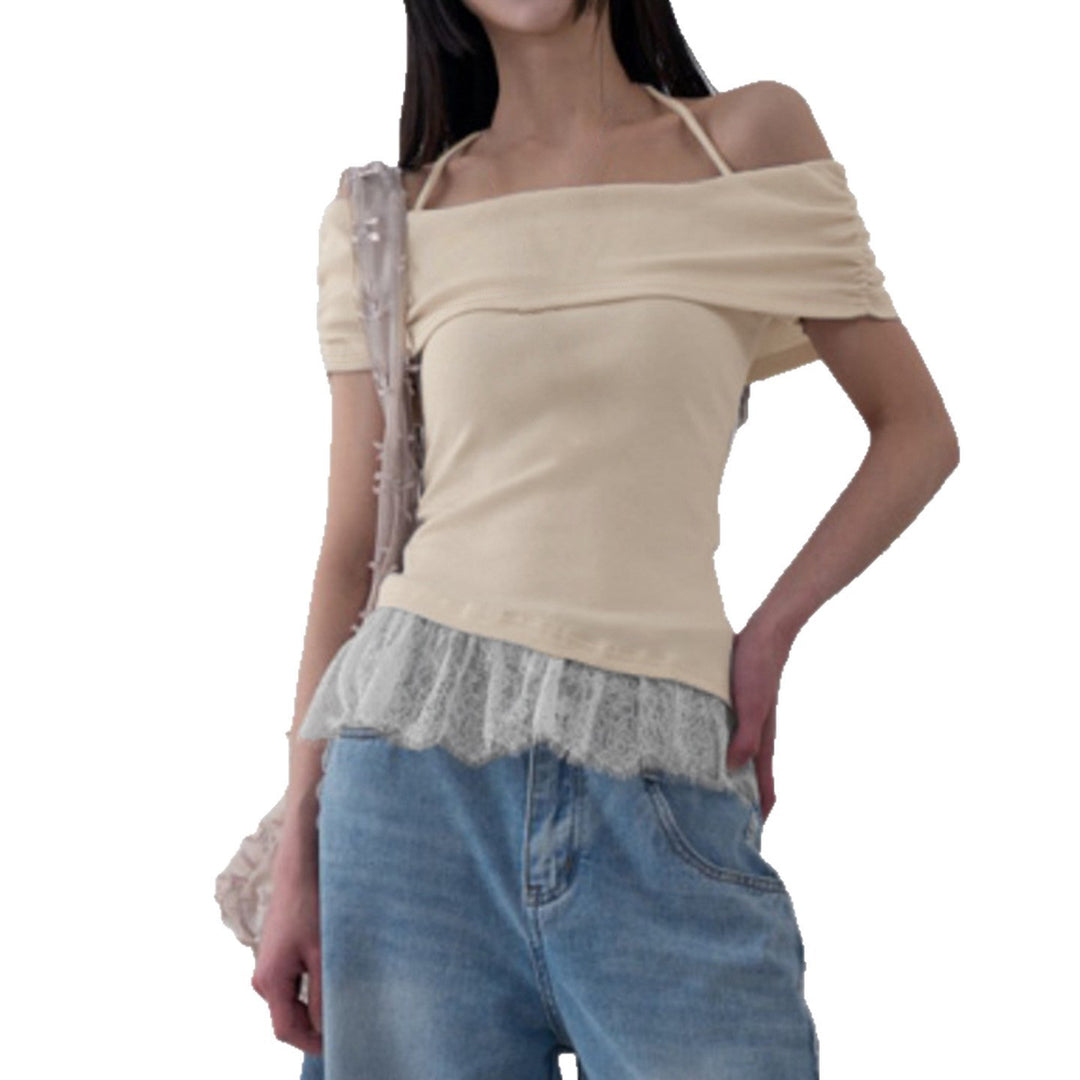 Damen Off-Shoulder Oberteil mit Rüschensaum EB