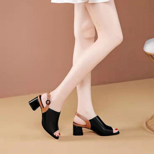 Damen Sandaletten mit elegantem Blockabsatz und stilvollem Riemchen-Design EB