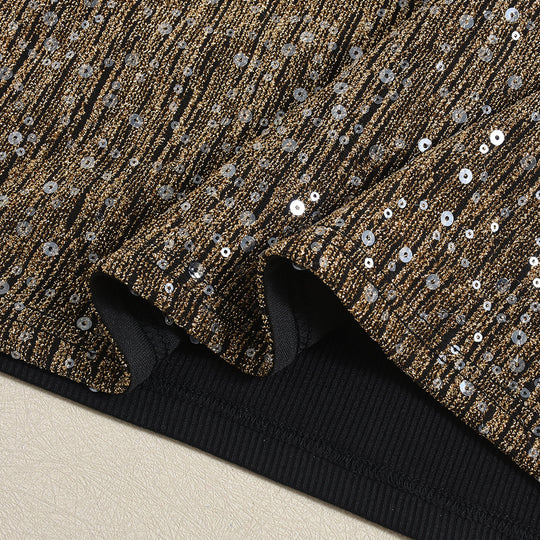 Damen Party Minikleid mit schimmerndem Pailletten-Effekt und figurbetontem Schnitt EB