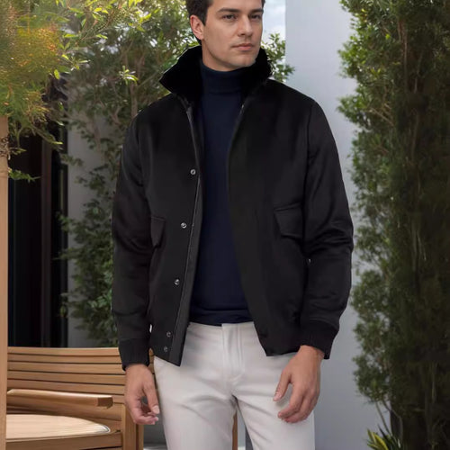 Herren modische Bomberjacke mit warmem Kragen EB