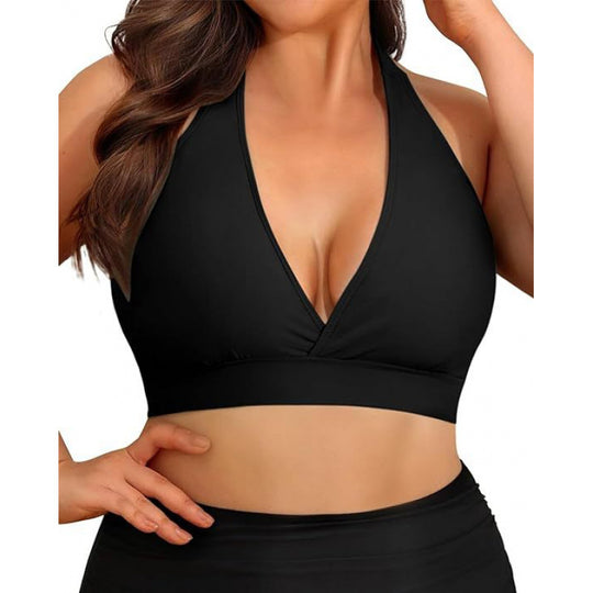 Damen Triangel-Bikini-Oberteil mit tiefem V-Ausschnitt und verstellbaren Trägern EB