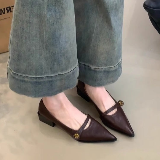 Damen elegante Mary Jane Pumps mit modischem Blockabsatz und dekorativer Schnalle EB