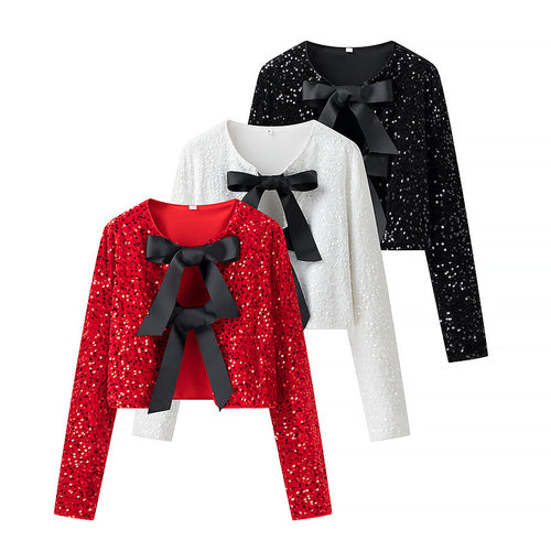 Damen modische Kurzjacke mit eleganten Bindebändern EB