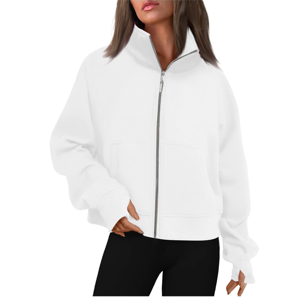 Damen bequeme Sweatjacke mit hohem Kragen EB