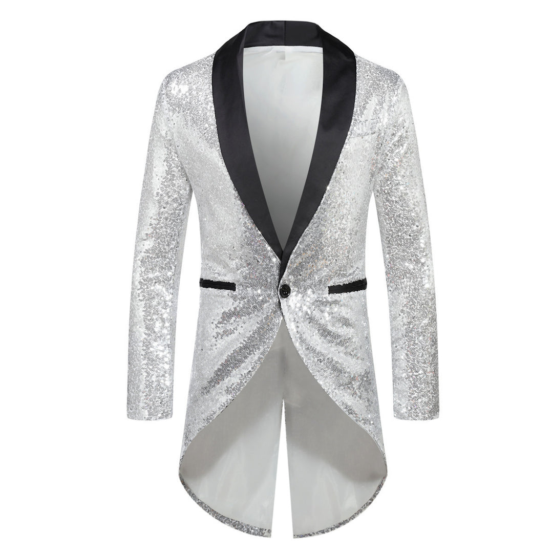 Herren Glitzernder Anzugblazer mit elegantem Schalkragen EB