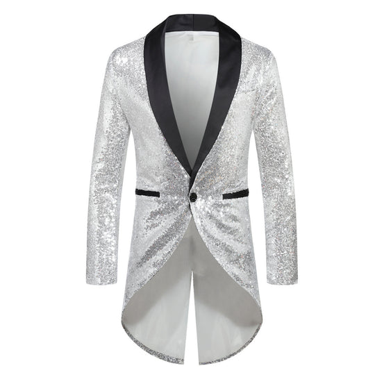 Herren Glitzernder Anzugblazer mit elegantem Schalkragen EB