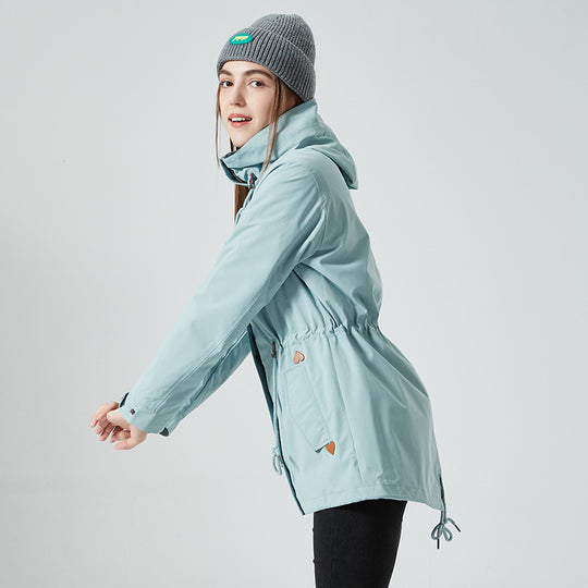 Damen wasserfeste Übergangsjacke mit verstellbarem Kapuzensystem und praktischen Taschen EB