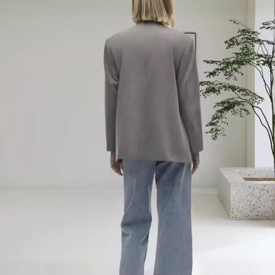 Damen Oversized Blazer mit eleganter Silhouette und dekorativen Knöpfen EB