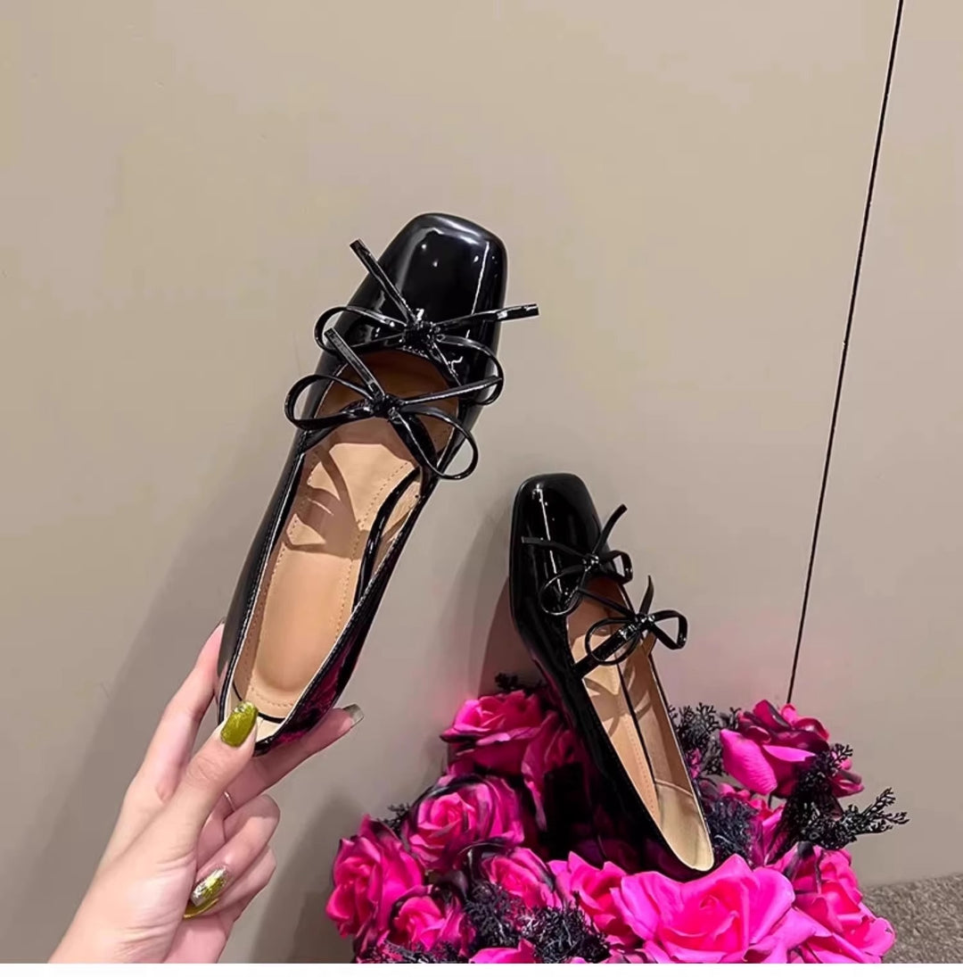 Damen elegante Ballerinas mit Schleifenverzierung EB