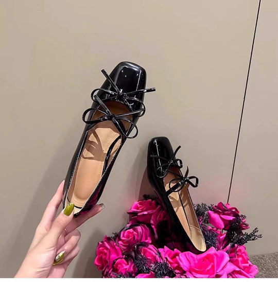 Damen elegante Ballerinas mit Schleifenverzierung EB