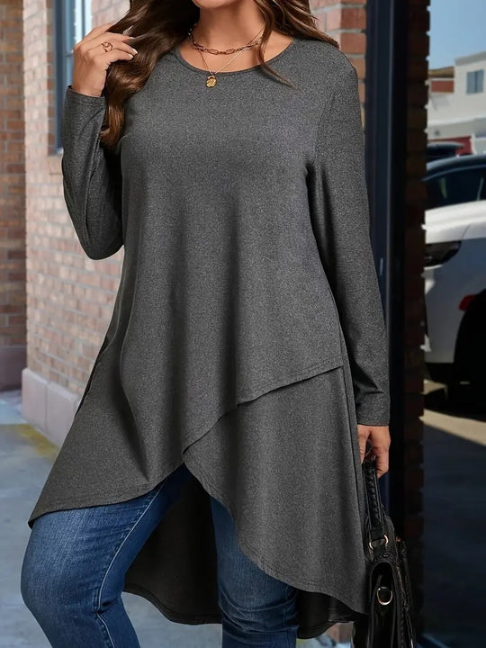 Damen asymmetrisches Langarmshirt mit elegantem Schnitt EB