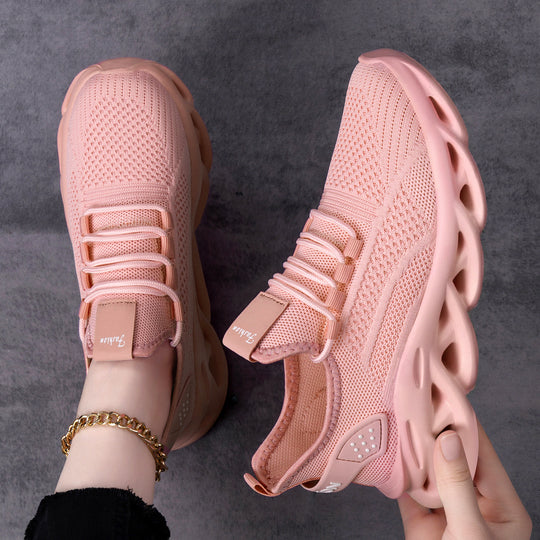 Damen nan atmungsaktive Strick-Fit Laufsneaker mit skulpturaler Luftkanal-Plateausohle EB