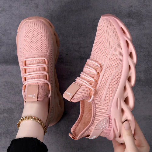 Damen nan atmungsaktive Strick-Fit Laufsneaker mit skulpturaler Luftkanal-Plateausohle EB