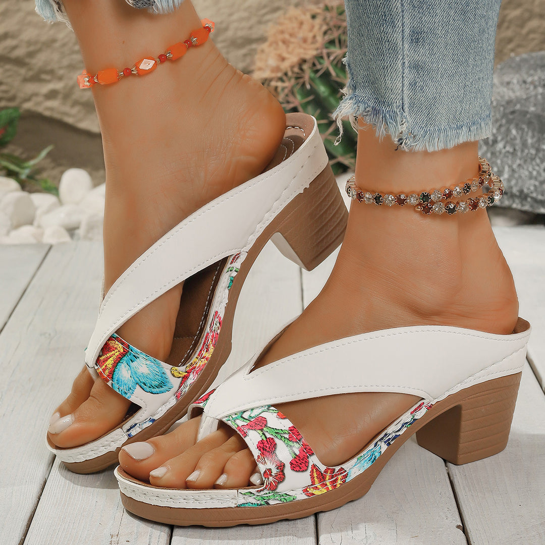 Damen Blumendekorierte Heels EB