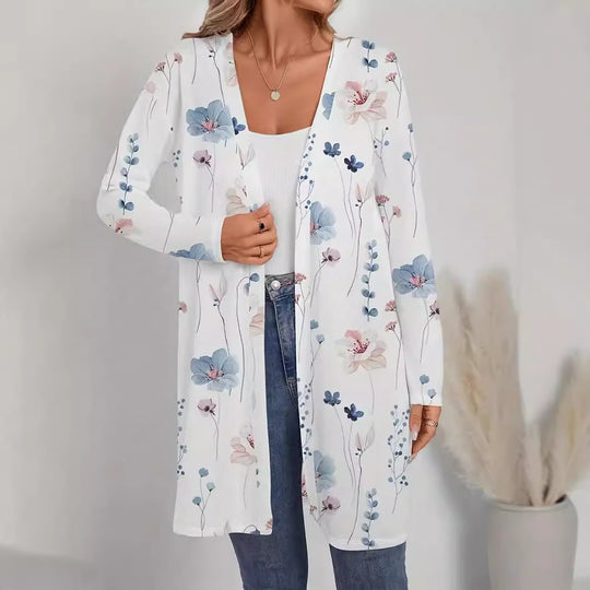 Damen Blütenmotiv Cardigan mit weitem Schnitt EB