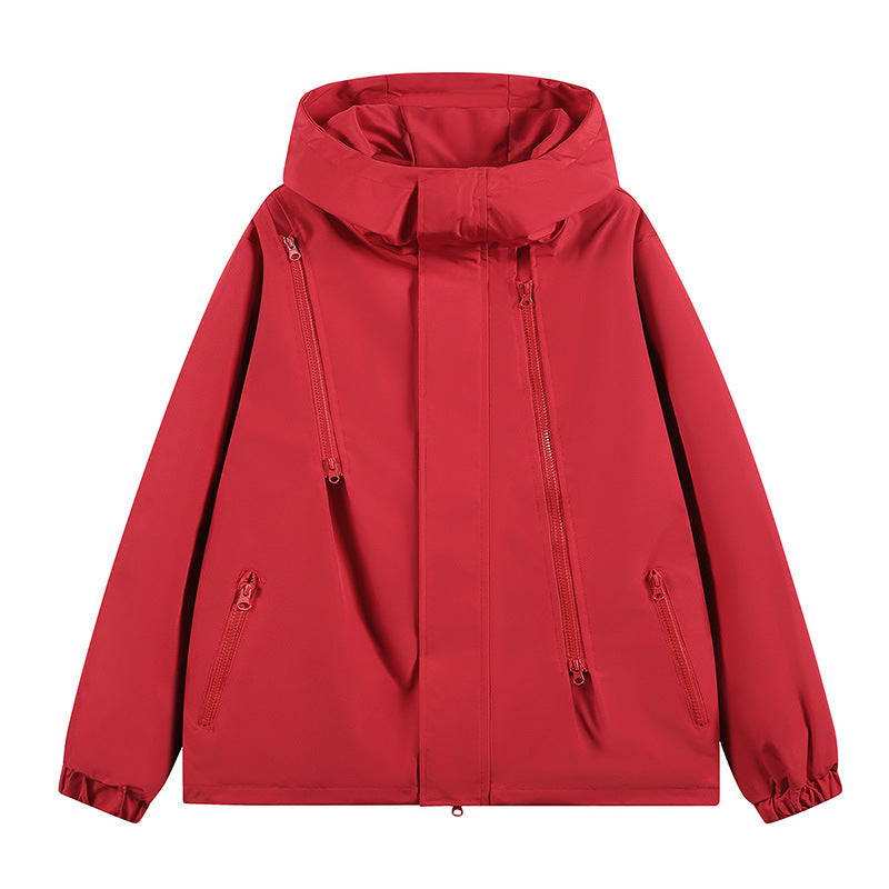 Herren nan technische Kapuzenjacke mit wasserabweisendem Softshell, schrägen Reißverschlusstaschen und verstellbarem Saum EB