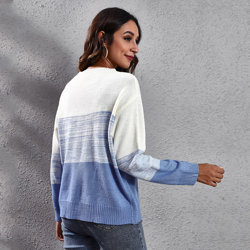 Damen Lässiger Strickpullover mit modernem Farbdruck EB