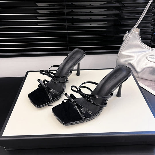 Damen transparente High Heel Sandalen mit eleganten Riemchen EB