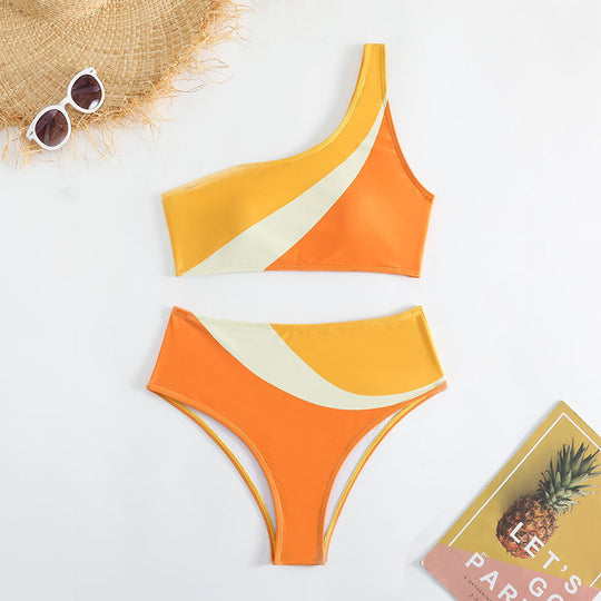 Damen Asymmetrischer Bikini mit detaillierter Farbverlauf-Optik EB