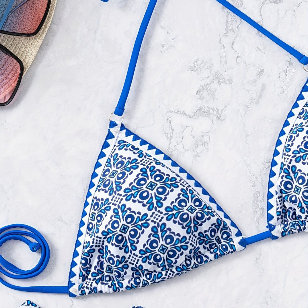 Damen Triangel-Bikini mit verspieltem Knoten-Design EB
