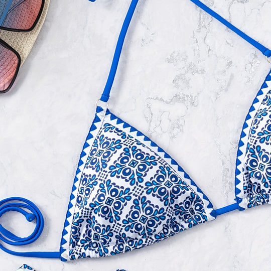 Damen Triangel-Bikini mit verspieltem Knoten-Design EB