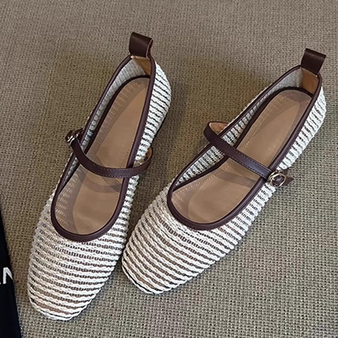 Damen Klassische Ballerinas mit verstellbarem Riemen EB