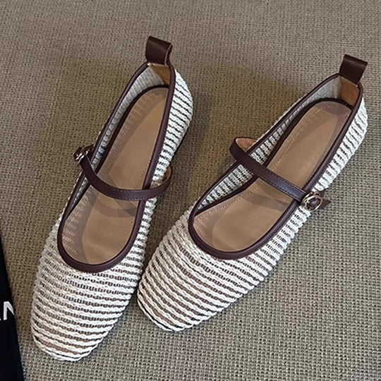 Damen Klassische Ballerinas mit verstellbarem Riemen EB