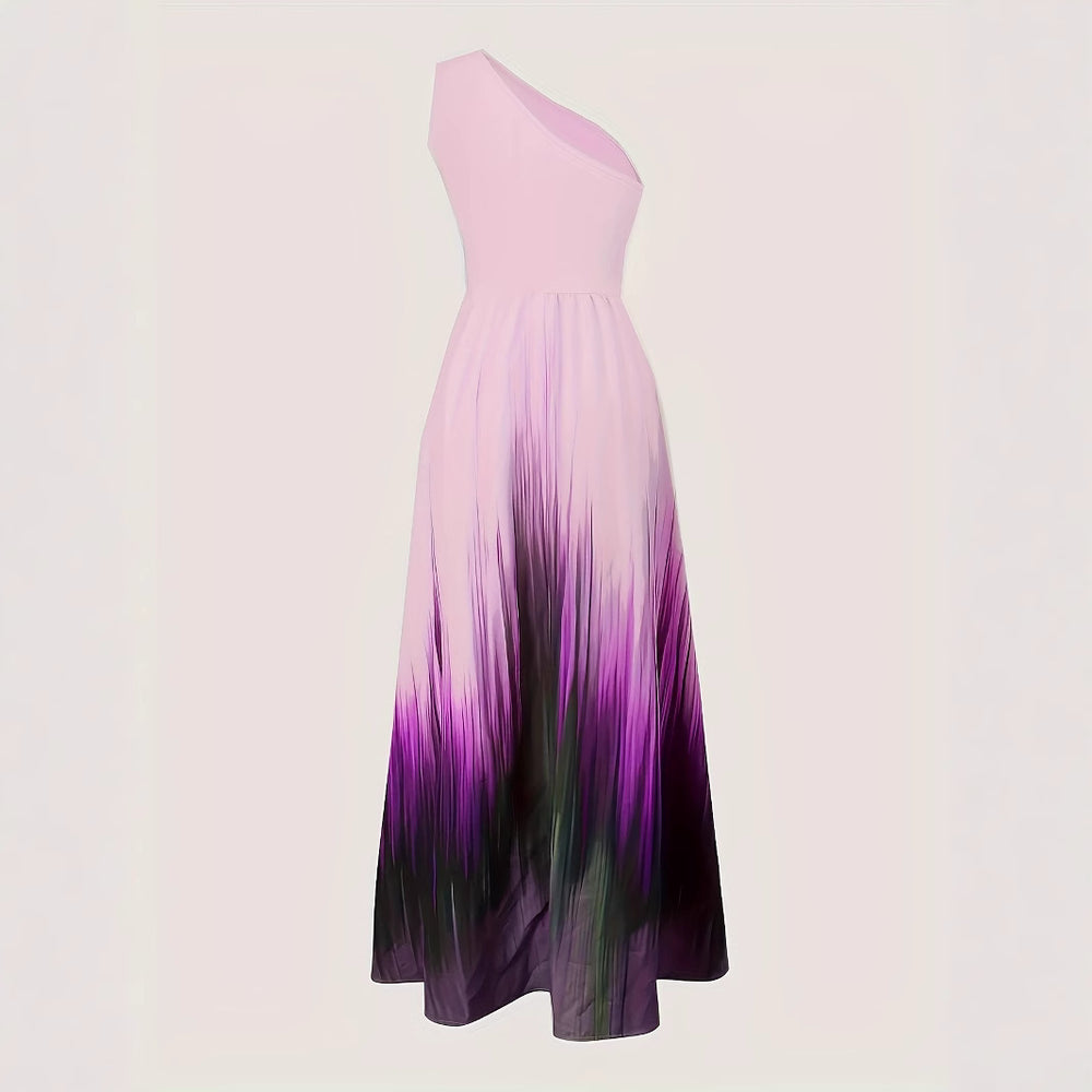 Damen Maxikleid mit schulterfreier Silhouette und fließendem Farbverlauf EB