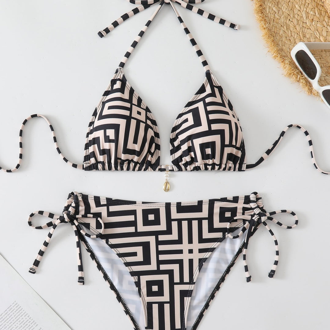 Damen Triangel-Bikini mit modischem Grafikdesign EB